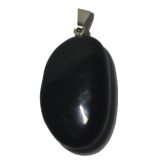 Turmalin Stein Anhänger | Schwarzer Turmalin/Schörl Edelstein| Trommelstein Kettenanhänger mit 925 Silber Öse