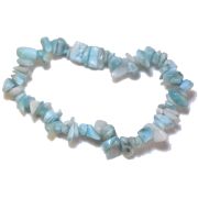 Larimar, Atlantis-Stein Armschmuck, hellblau Stretch-Armband, Echte Edelsteine auf elastischem Strechband, Splitterarmband
