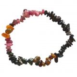 Turmalin Edelstein Armband, aus unregelmäßigen, kleinen bunten Turmalin Steinen, Stretch Armband Turmalin Kristalle, Schutzstein Splitterarmband für Damen und Herren