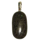 Andamooka-Opal Anhänger, Kettenanhänger mit Silber Schlaufe, Einzelstück schwarz-bunt schimmernder Schmuckanhänger, Opalanhänger,N-R2