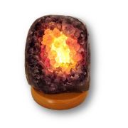 Amethyst Stein-Lampe, Edelsteinlampe, polierte Kristall Leuchte, Amethyst dunkel violett Deko-Lampe, N275