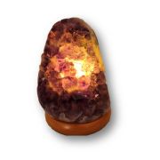 Amethyst Lampe, Edelsteinlampe aus Brasilien, violette Kristall Stein Leuchte komplett mit Elektrik kaufen, kleine Natursteinlampe, N228