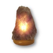 Maraba Amethyst Edelsteinlampe aus Brasilien, Amethyst Rohstein Lampe, Front poliert, N187