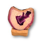 Achatscheiben Beleuchtung mit Holz Kerzenhalter, Achat Scheibe violett mit einem Kerzen Teelichthalter, V125