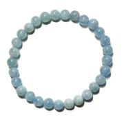 Aquamarin Perlenarmband, Edelstein Armband auf elastischem Faden, Kugeln ca. 6mm/dm
