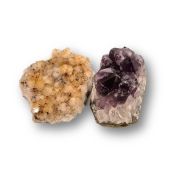 Citrin und Amethyst Drusenstücke im Set, zur Dekoration, als Geschenk, zum sammeln, N538