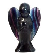 Regenbogen Fluorit XL Engel, schöner, dekorativer Schutzengel, Steinengel zur Dekoration, ca. 15 cm