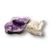Amethyst Drusenstück, Bergkristall Spitzengruppe, Natur belassene Dekosteine im Set zum verschenken, für Sammler, N110