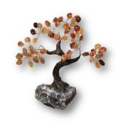 Edelsteinbaum Carneol, hübscher Edelstein Carneolbaum stehend auf Amethyst Base, Höhe ca.20-21 cm