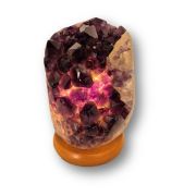 Amethyst-Kristall Leuchte poliert, violette echte Deko- Steinlampe, große Naturstein Edelsteinlampe mit Calcit, N443