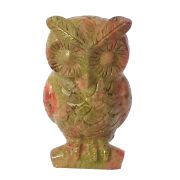 Eule aus Unakit-Epidot, Edelstein Tier Eule der Weisheit, ca.5 cm, Stein Figur