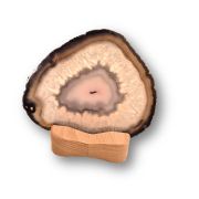 Achatscheibe mit Kerzenhalter, Natur Stein kaufen, Achat Scheiben Beleuchtung mit Teelichthalter aus Holz, N122