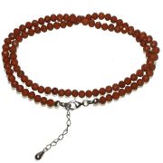 Halskette roter Jaspis, Edelstein Halsschmuck rote Steine, Silber Verschluss mit Verlängerung