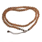 Edelstein Halskette mit facettierten Sonnenstein Kugeln, Silber Verschluss mit Verlängerung