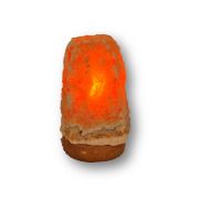 Calcit Edelsteinlampe gelb-oranger Naturstein, Orangencalcit Edelstein-Leuchte mit Holzsockel, Stimmungslicht, N200