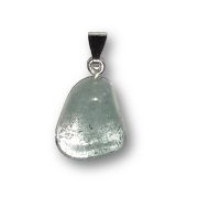 Blautopas Kettenanhänger mit Silber Öse, Trommelstein hellblau, Topas Schmuck