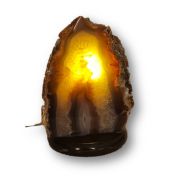 Achat Steinlampe, schöne Naturstein-Lampe teilpoliert, Dekorative Edelsteinlampe N216