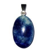 Afghanit Kettenanhänger, Afganite Stein blau mit Silber Öse, Halsschmuck, Anhänger für Kette oder Band, A494