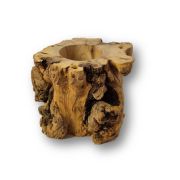 Holzstamm-LED-Warmlicht, Holz Sockel Natur mit 6 LED`s, Beleuchtung für ihre Edelstein Kugeln, mit USB Stecker, Höhe ca. 6 cm