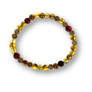 Bernstein Kugelarmband auf elastischem Faden, mehrfarbiger baltischer Amber, Schmuck-Armband-Kette