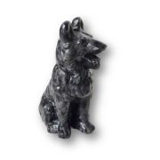 Wolf Edelsteintier, Handarbeit aus Larvikit Stein, Dekoration, Sammler, sitzende Wolfsfigur, N8