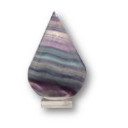 Regenbogenfluorit Flamme auf Plexiglas Sockel | Deko Edelstein geschnitzt | Polierter Fluorit | Spirituelle Deko | Geschenkidee