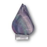 Regenbogen-Fluorit Flamme auf Plexiglas Sockel, Deko Edelstein geschnitzt, Spirituelle Deko, Geschenkidee, N7