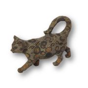 Handgefertigte Jaspis Edelstein Katze – Detaillierte Darstellung, 65 mm Länge