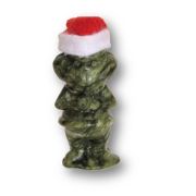 Handgeschnitzte Grinch-Figur aus Serpentin, Höhe ca. 8 cm, Detailreich mit Weihnachtsmütze
