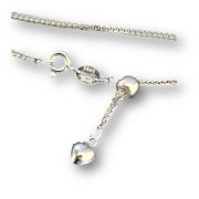 Panzerkette 925´iger Silber, Kette mit Federring-Verschluss, ca. 45 cm, Längen verstellbar-Herz Abschluss