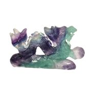 Drachen Figur aus Regenbogen Fluorit, Handarbeit große Drache Stein Figur, Fantasy Figur, ca.18 cm