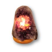 Amethyst Stein-Lampe, Edelsteinlampe, polierte Kristall Leuchte, Amethyst dunkel violett Deko-Lampe, N297