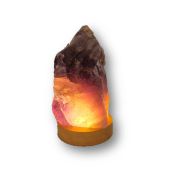 Amethyst Front poliertes Standobjekt beleuchtet auf 8cm/dm LED Sockel, Echter unbehandelter Rohstein, N790