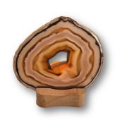 Achat Scheibe mit Holz-Teelichthalter | Halterung/Ständer zum aufstellen und beleuchten mit einer Teelicht Kerze | N11-143