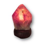 Ametrin Edelstein Lampe, Natur Ametrin Spitze aus Brasilien, Unikat, mit Holzsockel & Beleuchtung, N113