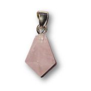 Rosenquarz Kettenanhänger klein – polierte Diamantspitze aus Brasilien mit beweglicher Silberöse | ca. 25 mm | Geschenkidee