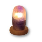 Fluorit Edelstein Lampe, rundum edel polierte Fluoritlampe, Echte Naturstein Leuchte aus violettem Fluorit, N866