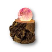 Amethyst Edelstein Kugel mit LED-Holzsockel, Echte Amethystkugel N116