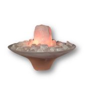 Edelstein Zimmerbrunnen mit einem Rosenquarz Quellstein, Dekobrunnen Innenbereich, beleuchtet