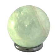 Aquamarin Stein Kugel, Edelsteinkugel pastell-grün-blau, mit Aufstellring aus Hämatit, N39