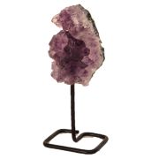 Echtes Amethyst Drusenstück auf schwarzem Metallständer – Dekoration & Geschenk, (N-135-150)
