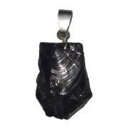 Edelschungit Kettenanhänger 925 Silber – Schungit Rohstein Anhänger für Damen & Herren, (N-267)
