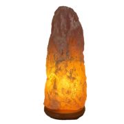 XXL Rosenquarz Lampe, Große Edelsteinlampe aus Naturstein mit Holzsockel und LED, ca. 9-10 kg