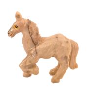 Pferd Steinfigur, Speckstein hell-beige Perde Skulptur, ca. 6 cm, Specksteintier