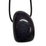 Blaufluss Edelstein Trommelstein Anhänger, gebohrter, polierter Steinschmuck, für Damen und Herren