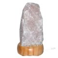 Rosenquarz Lampe, Edelstein Beleuchtung, kleine Rosa Kristall Lampe, komplett mit Holzsockel