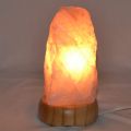 Rosenquarz Lampe, Edelstein Beleuchtung, kleine Rosa Kristall Lampe, komplett mit Holzsockel