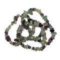 Fluorit Splitterarmband, kleine polierte Edelsteine auf Strechband, echte Fluoritsteine grün-violette Armkette