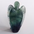 Regenbogen Fluorit Edelstein Engel, Schutzengel, violett-grüner Steinengel zur Dekoration, ca. 5 cm
