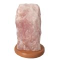 mit hellem Holzsockel - Rosa Kristall Leuchte
